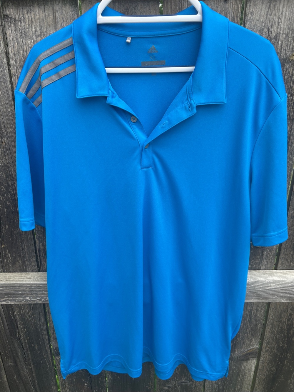 Adidas Golf Climalite Blue Short Sleeve 3 Stripe Polo Shirt Men's XL